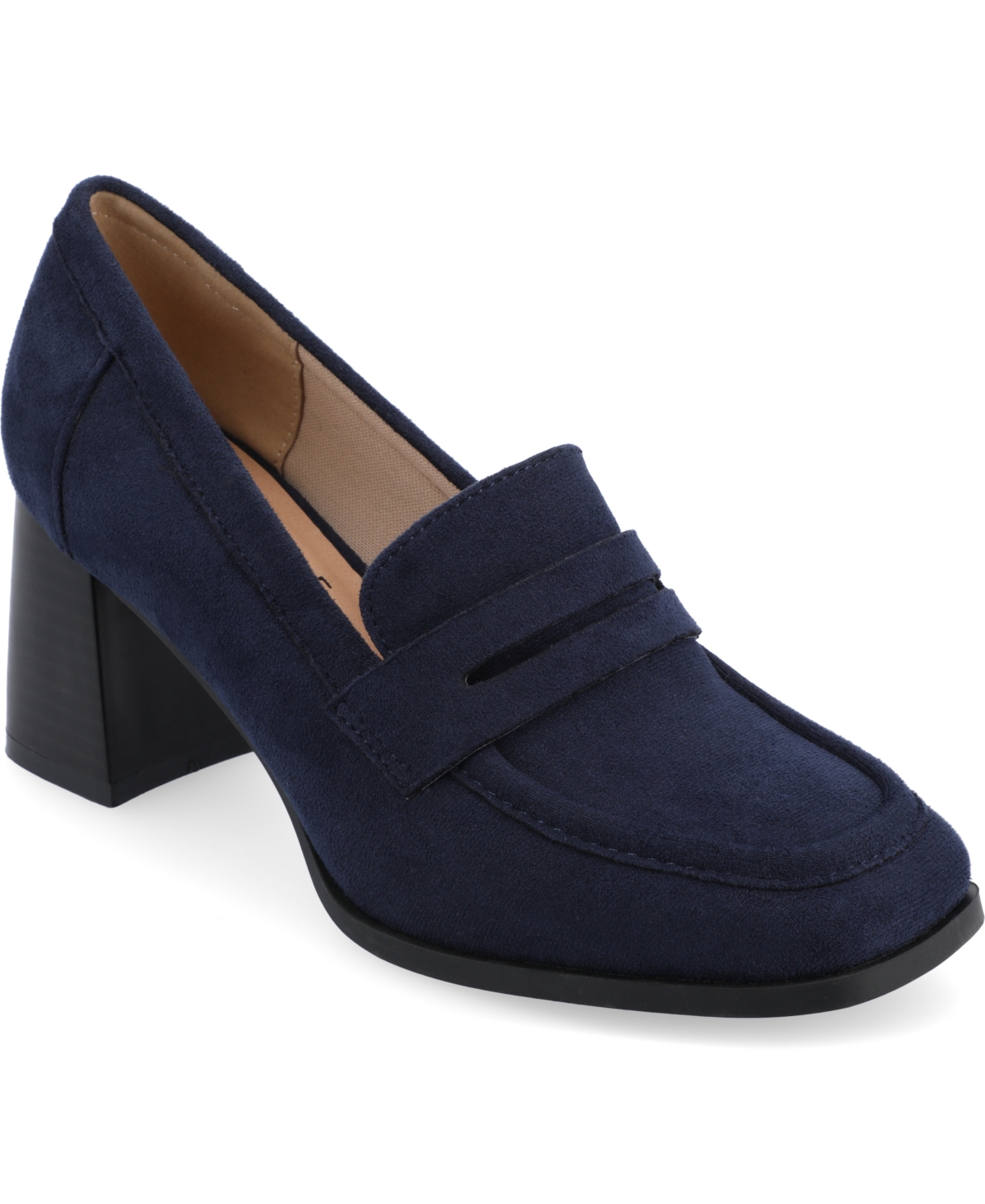 Shop Journee Collection Women's Malleah Heeled Loafers In Navy