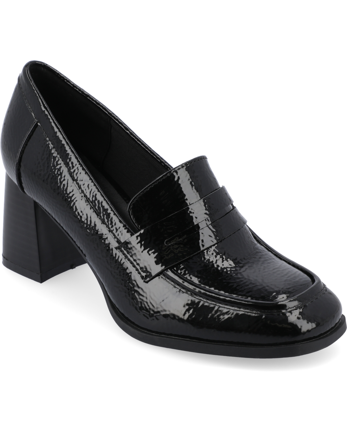 Shop Journee Collection Women's Malleah Heeled Loafers In Patent,black