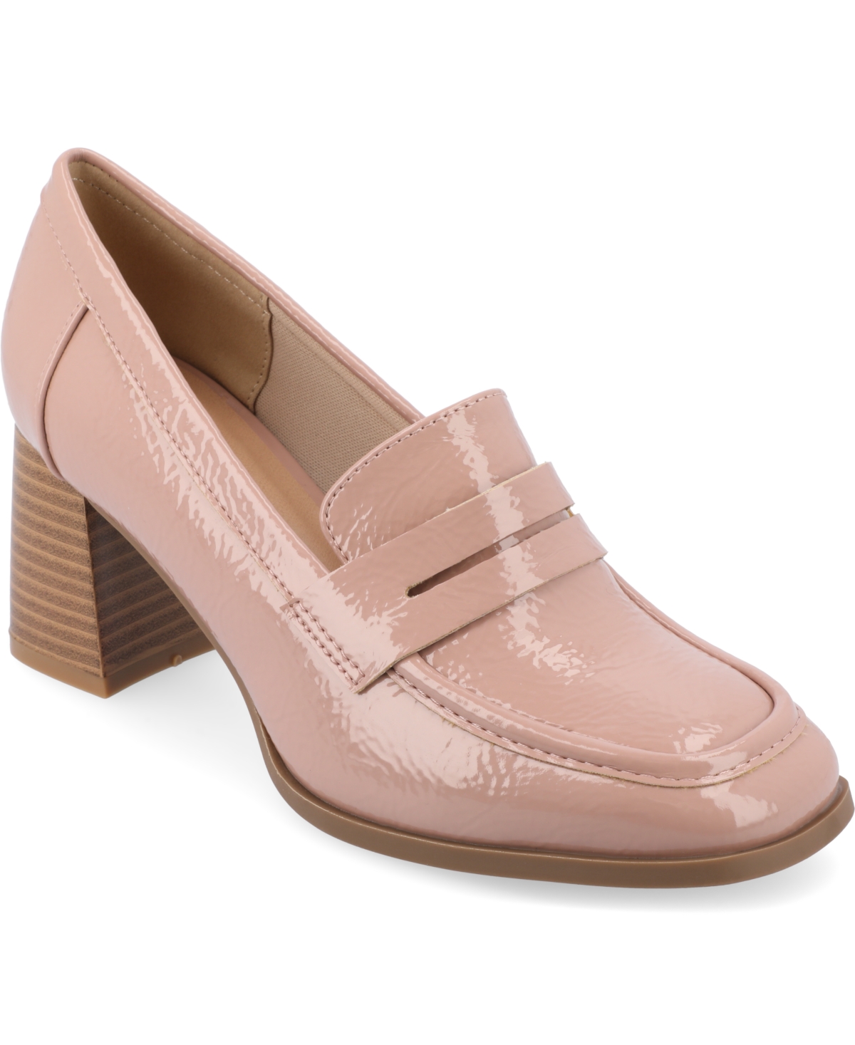 Shop Journee Collection Women's Malleah Heeled Loafers In Patent,pink