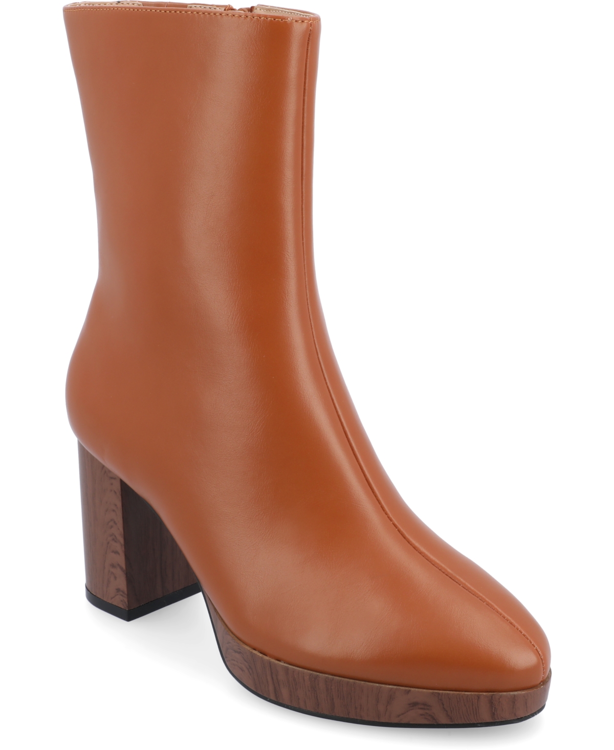 Shop Journee Collection Women's Romer Tru Comfort Platform Block Heel Booties In Cognac