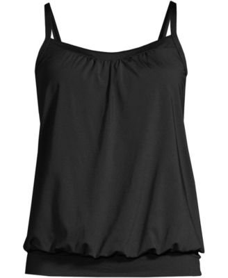 Women's Blouson Tummy Hiding Tankini Swimsuit Top Adjustable Straps