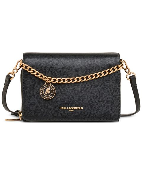 Женская сумка KARL LAGERFELD PARIS Lourdes Crossbody with Chain Strap, цвет: Чёрный