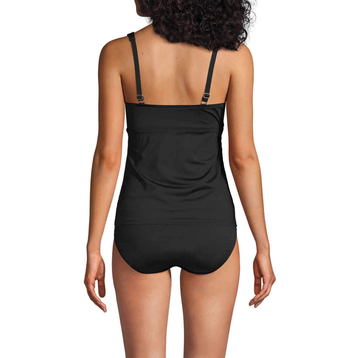 Lands' End Women's Long Torso V-Neck Wrap Underwire Tankini Swimsuit Top