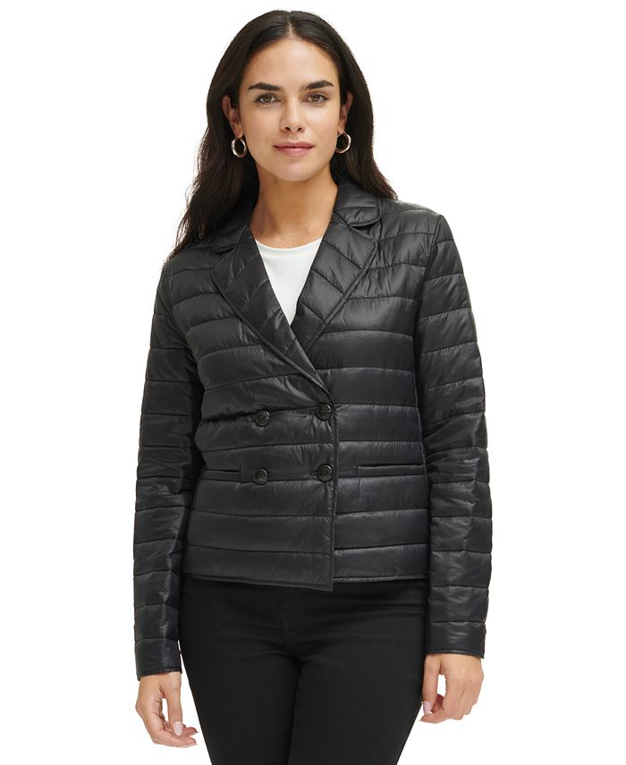 Double Breasted Quilted - Macy\'s Jacket Calvin Women\'s Klein