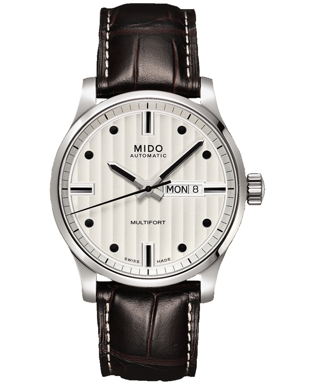 Mido Men's Swiss Automatic Multifort Brown Leather Strap Watch 42mm In Beige