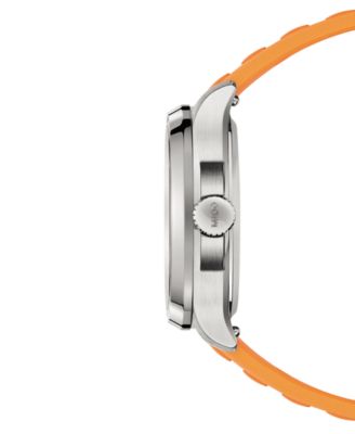 Men's Swiss Automatic Multifort Orange Rubber Strap Watch 41mm
