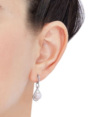 Cultured Freshwater Pearl (7mm) and Diamond (1/10 ct. t.w.) Drop Earrings in 14K Gold