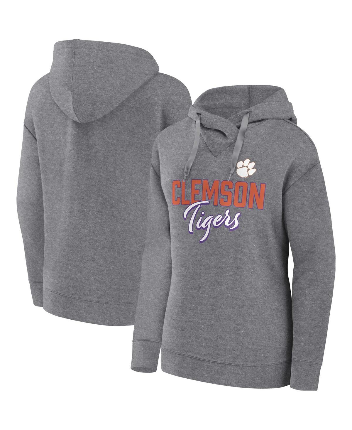 Fanatics Women's  Heather Gray Clemson Tigers Script Favorite Pullover Hoodie In Heather Gray