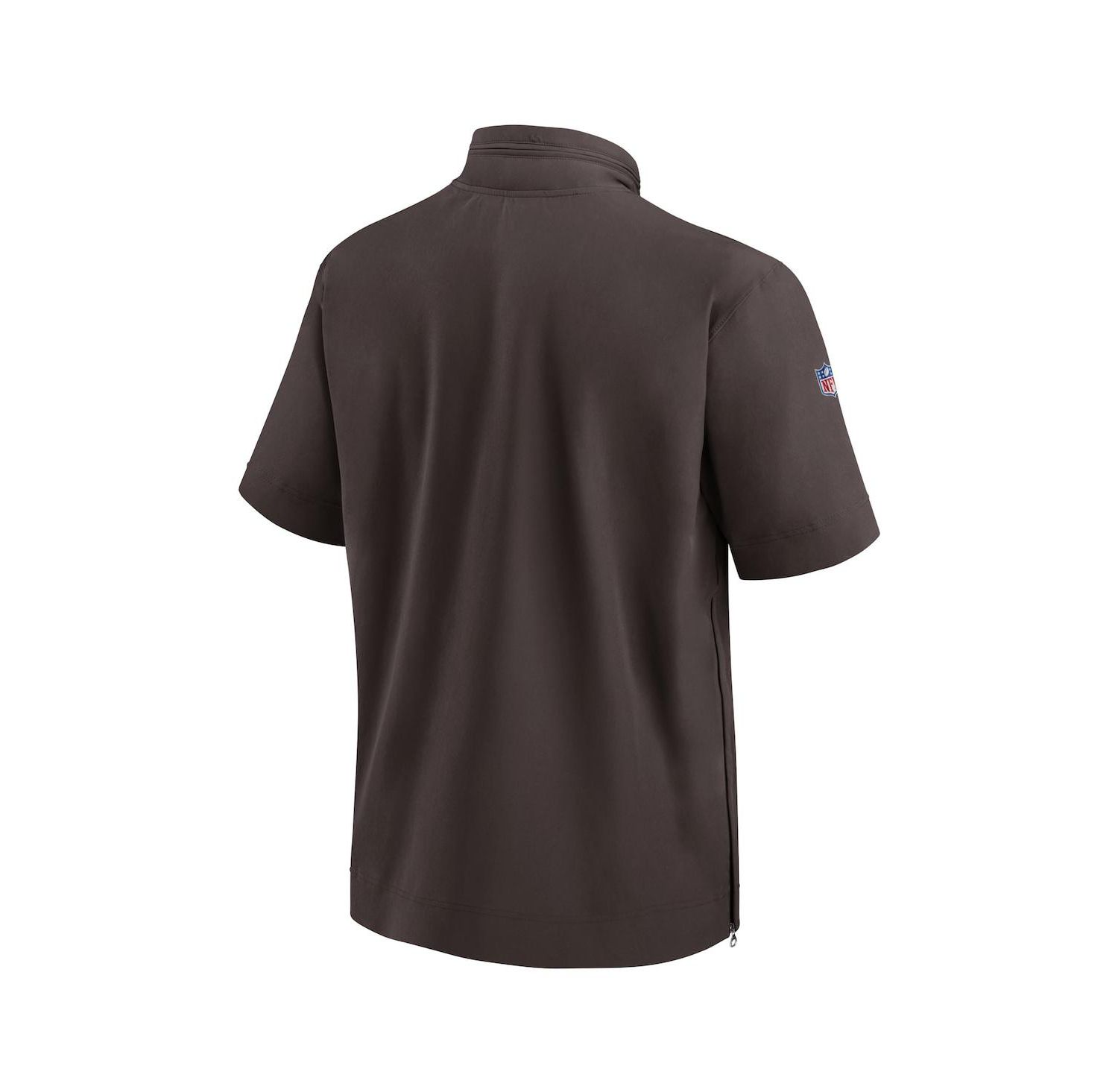 Men's Brown Cleveland Browns Sideline Coach Short Sleeve Hoodie Quarter-Zip Jacket