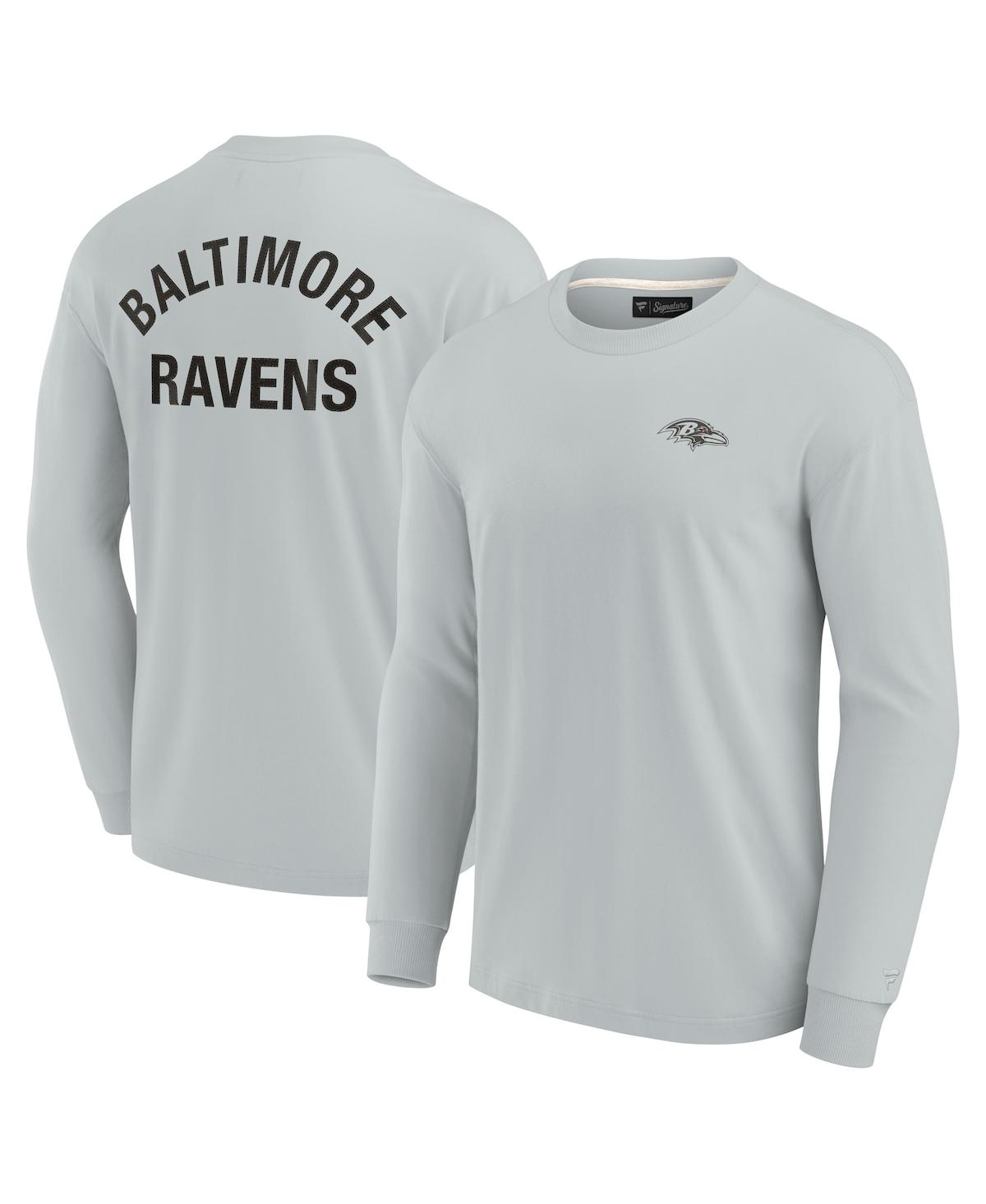 Shop Fanatics Signature Men's And Women's  Gray Baltimore Ravens Super Soft Long Sleeve T-shirt
