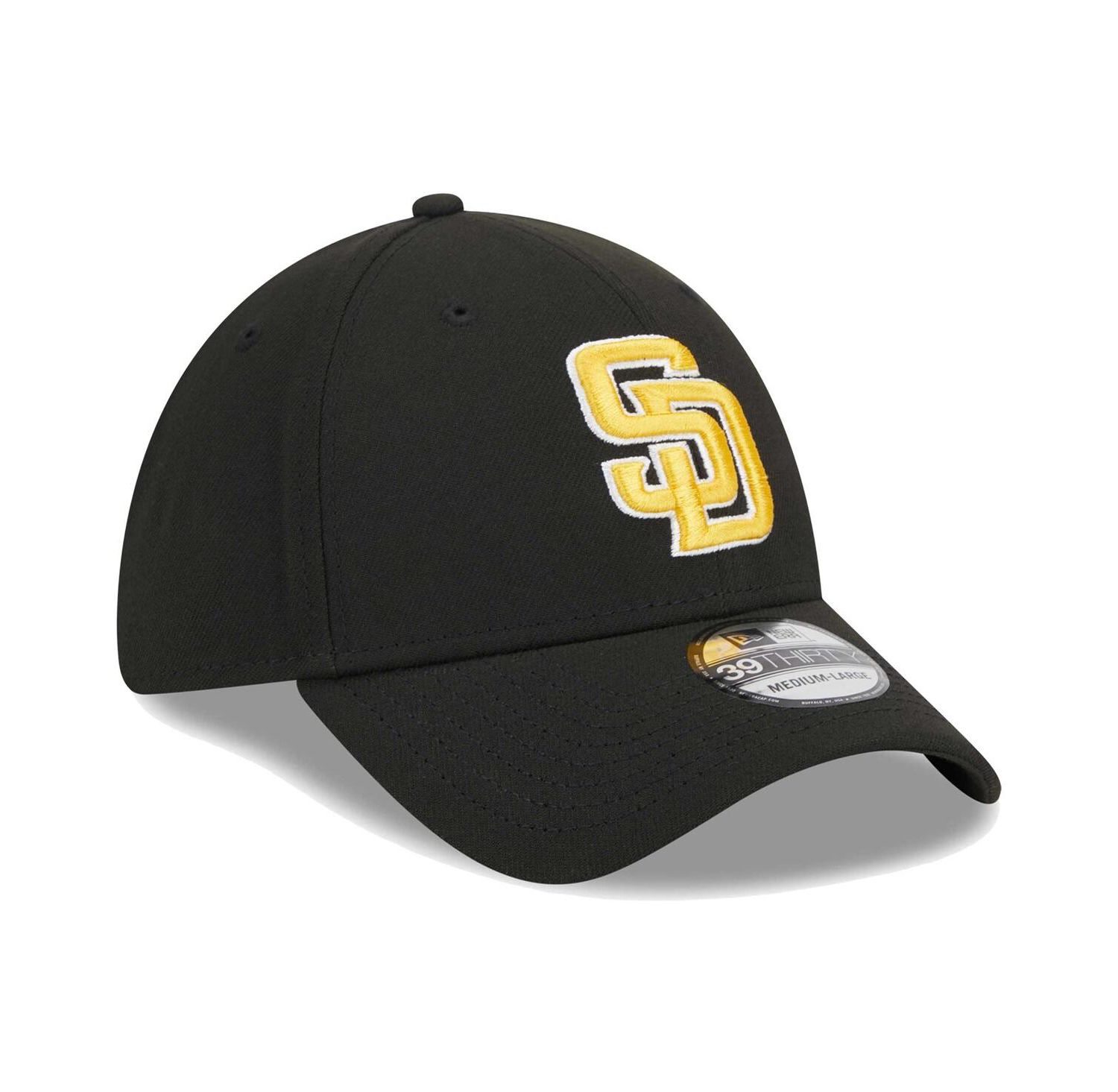 Men's Black San Diego Padres Logo 39THIRTY Flex Hat