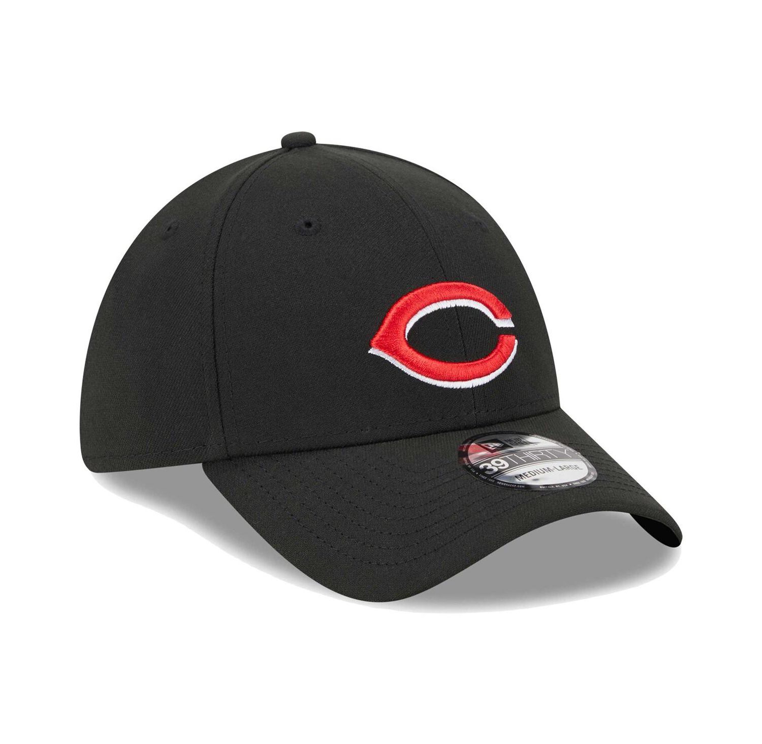 Men's Black Cincinnati Reds Logo 39THIRTY Flex Hat