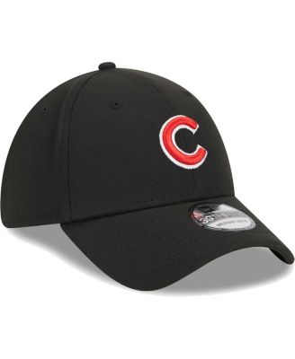 Men's Black Chicago Cubs Logo 39THIRTY Flex Hat