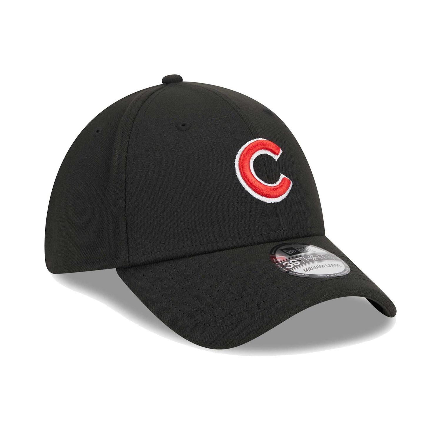 Men's Black Chicago Cubs Logo 39THIRTY Flex Hat
