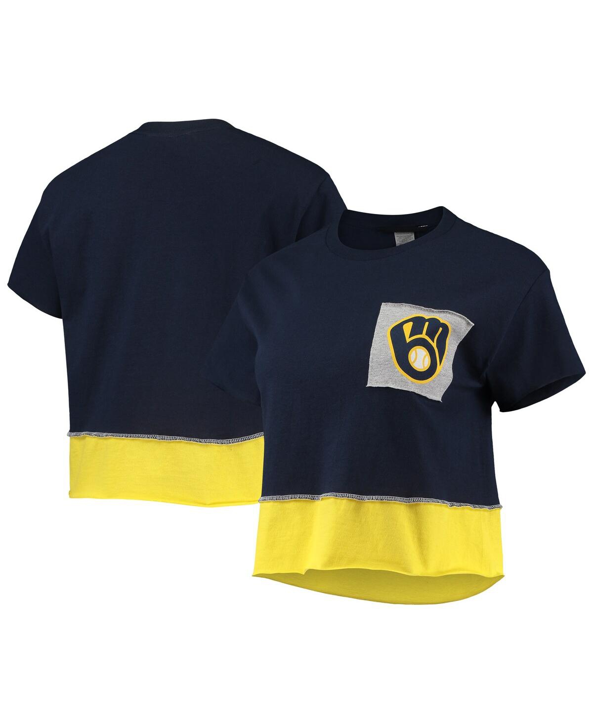 REFRIED APPAREL WOMEN'S REFRIED APPAREL NAVY MILWAUKEE BREWERS CROPPED T-SHIRT