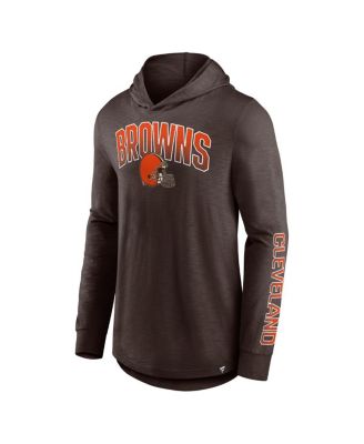 Men's Brown Cleveland Browns Front Runner Long Sleeve Hooded T-shirt