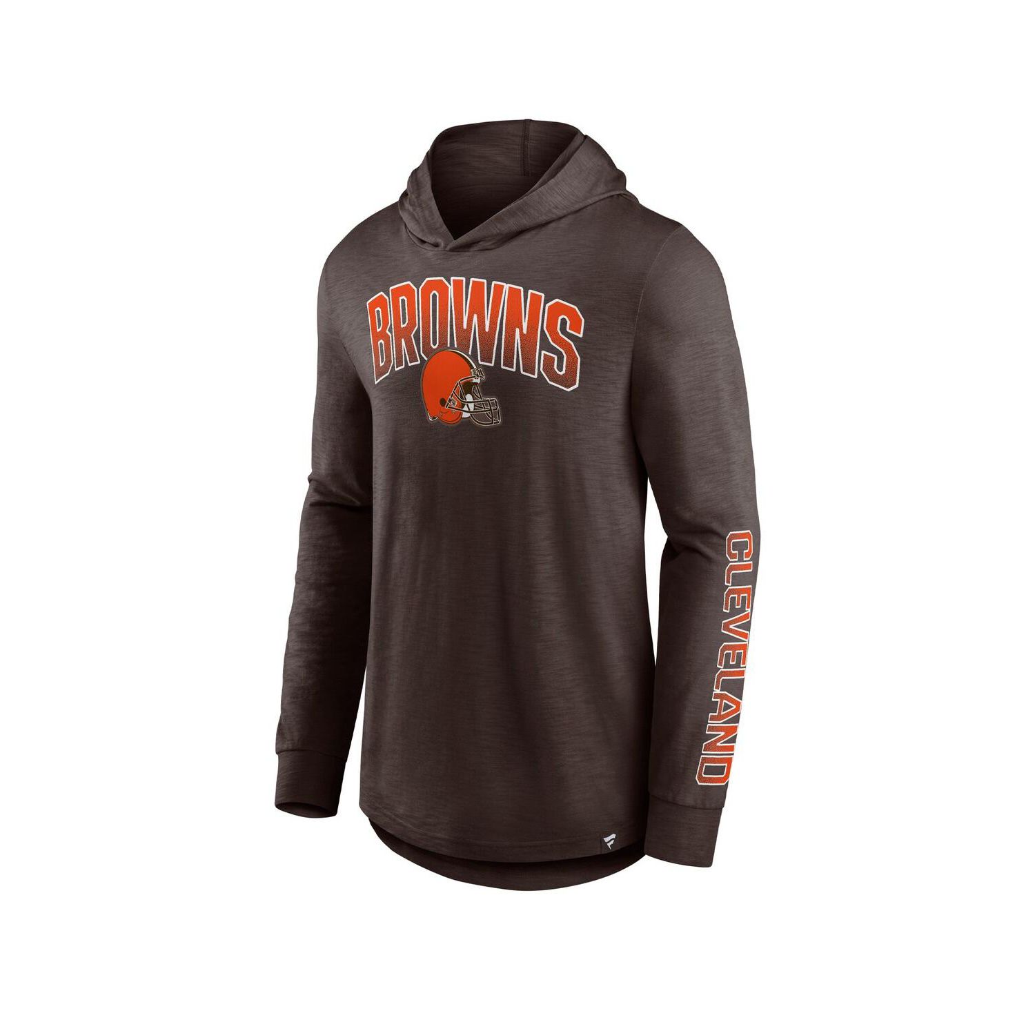 Men's Brown Cleveland Browns Front Runner Long Sleeve Hooded T-shirt
