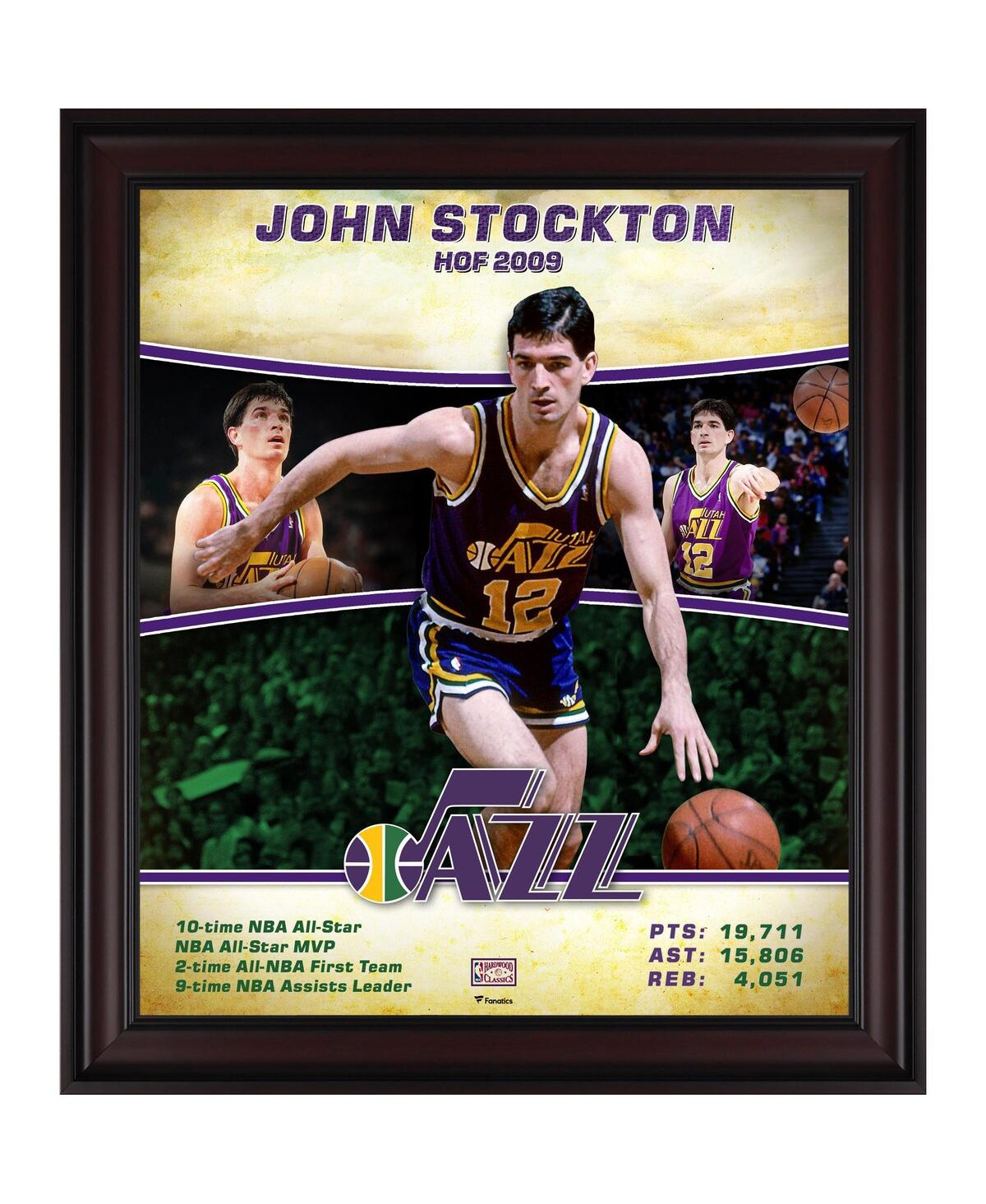 Fanatics Authentic John Stockton Utah Jazz Framed 15" X 17" Hardwood Classics Player Collage In Multi