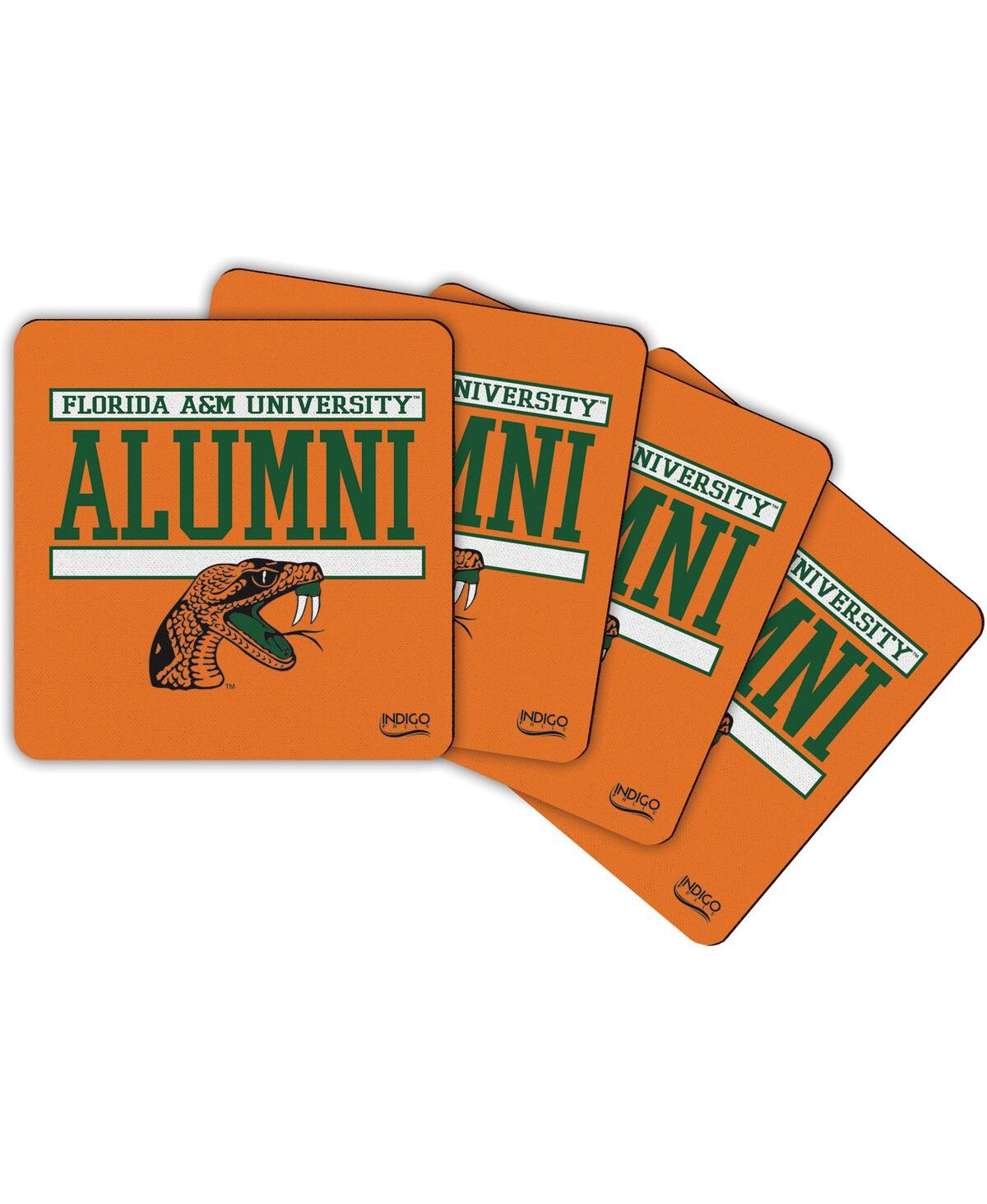 Indigo Falls Florida A&m Rattlers Alumni 4-pack Neoprene Coaster Set In Orange