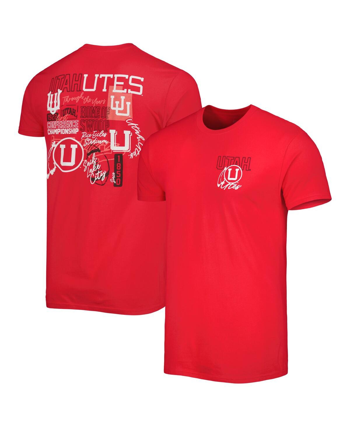 Image One Men's Red Utah Utes Vintage-like Through The Years Two-hit T-shirt In Gray