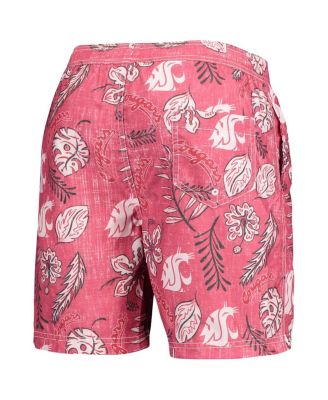 Men's Crimson Washington State Cougars Vintage-Like Floral Swim Trunks