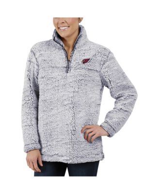 Women's Gray Arizona Cardinals Sherpa Quarter-Zip Pullover Jacket