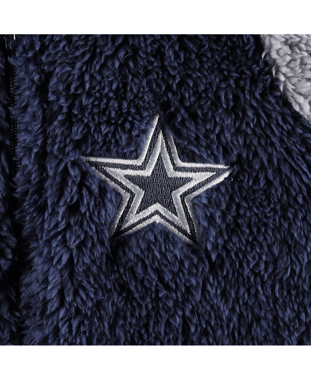 Outerstuff Newborn And Infant Navy, Gray Dallas Cowboys Game Nap Teddy Fleece Bunting Full-zip Sleeper In Navy,gray
