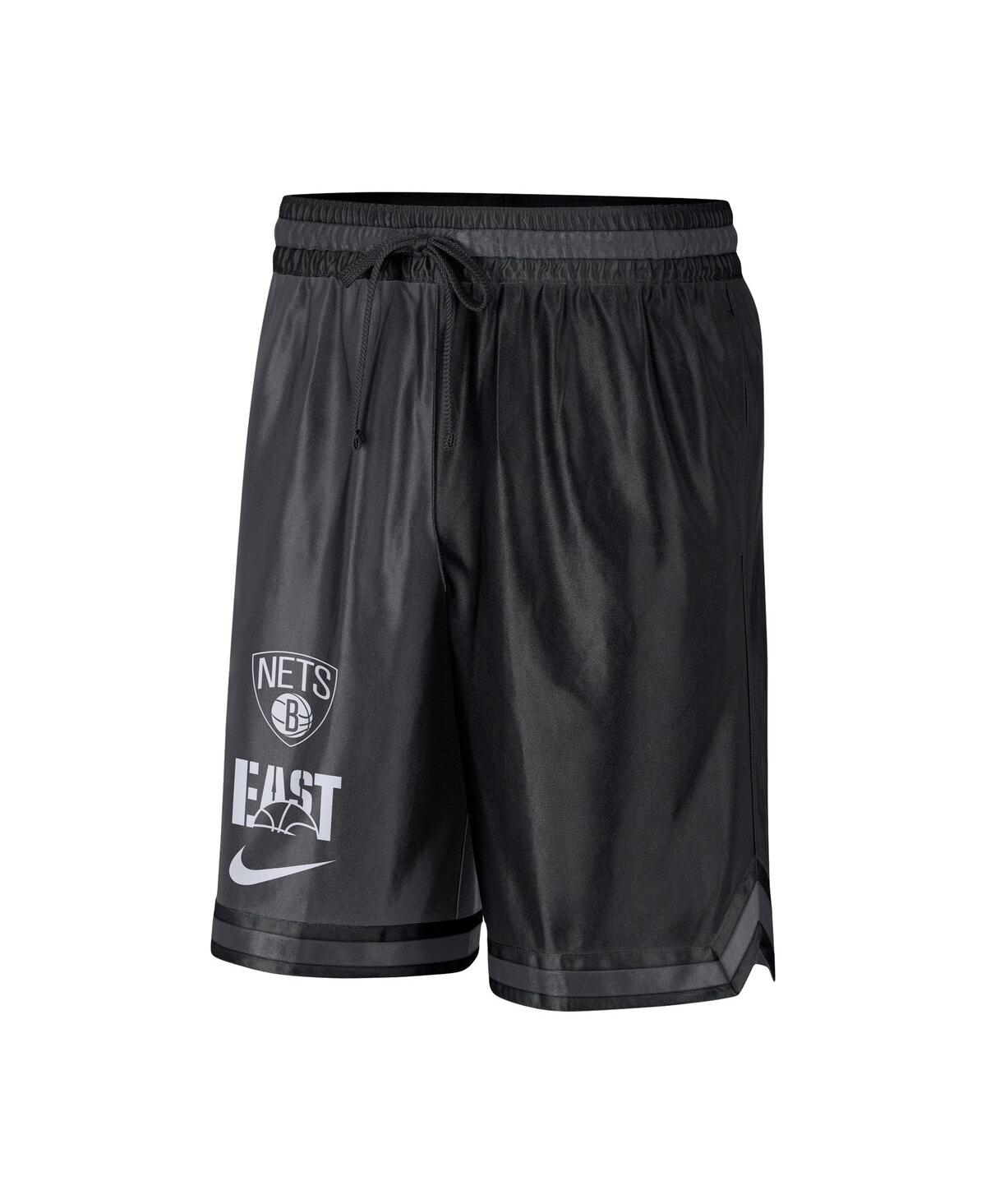 Shop Nike Men's  Black, Anthracite Brooklyn Nets Courtside Versus Force Split Dna Performance Shorts In Black,anthracite