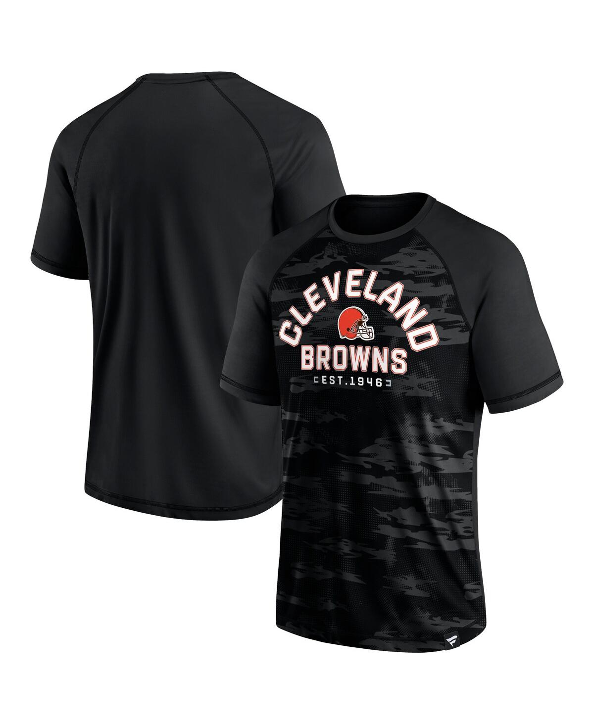 Shop Fanatics Men's  Cleveland Browns Blackout Hail Mary Raglan T-shirt