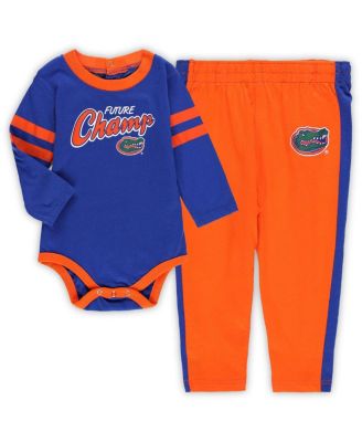 Newborn and Infant Boys and Girls Royal, Orange Florida Gators Little Kicker Long Sleeve Bodysuit and Sweatpants Set