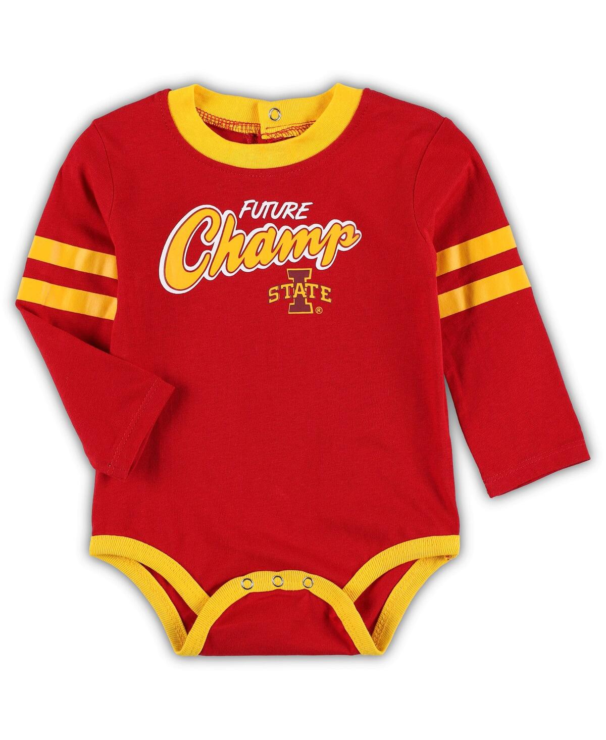 Shop Outerstuff Infant Boys And Girls Cardinal, Gold Iowa State Cyclones Little Kicker Long Sleeve Bodysuit And Swea In Cardinal,gold