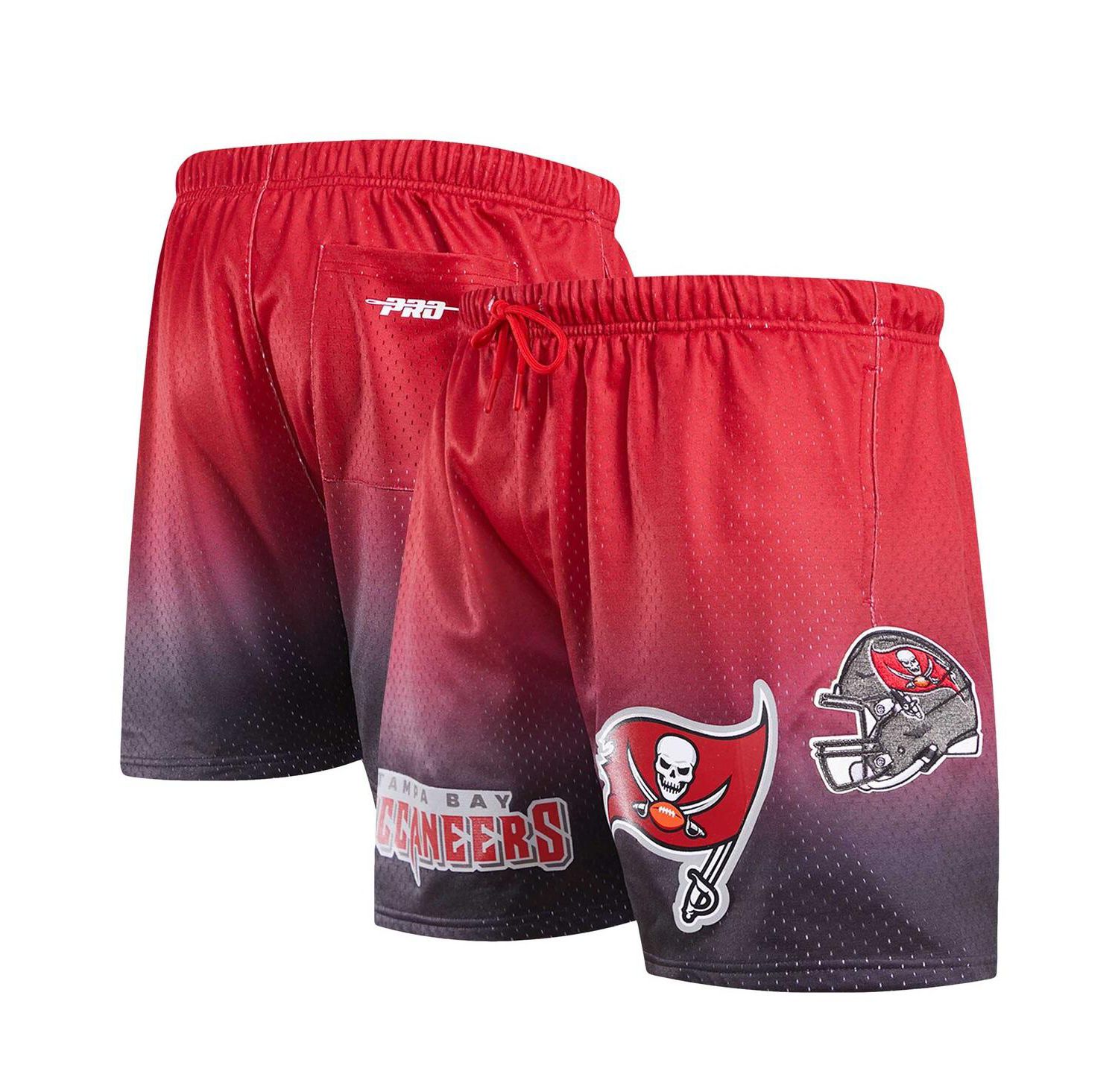 Men's Black, Red Tampa Bay Buccaneers Ombre Mesh Shorts