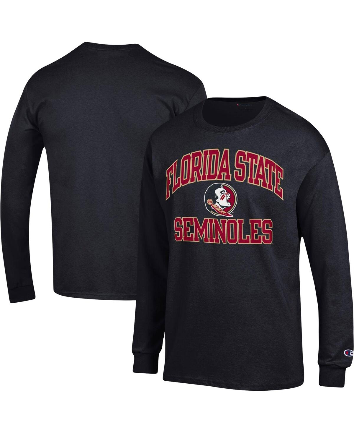 Champion Men's  Black Florida State Seminoles High Motor Long Sleeve T-shirt In Black