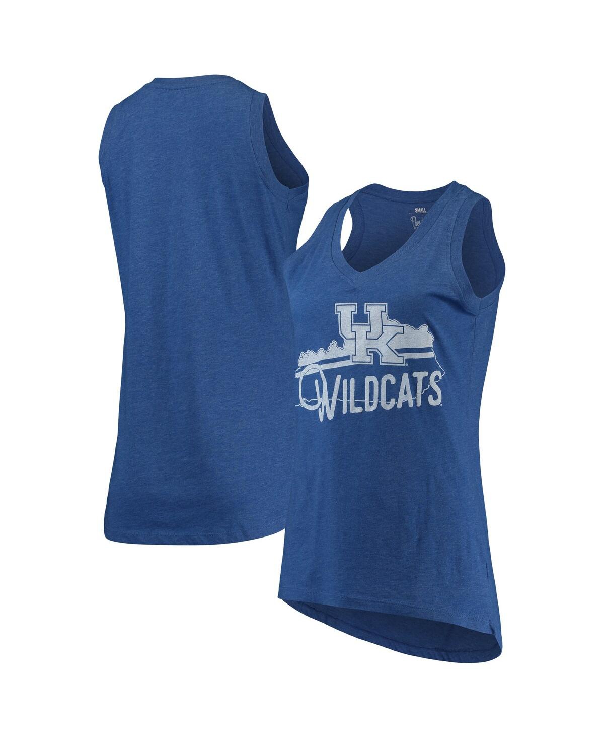 PRESSBOX WOMEN'S PRESSBOX ROYAL KENTUCKY WILDCATS FERRIS MELANGE V-NECK TANK TOP 