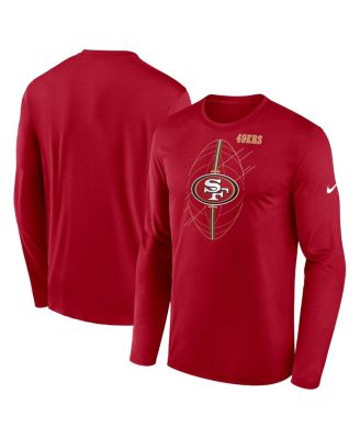 Men's Nike Scarlet San Francisco 49ers Lightweight Performance Hooded Long Sleeve T-Shirt Size: Small