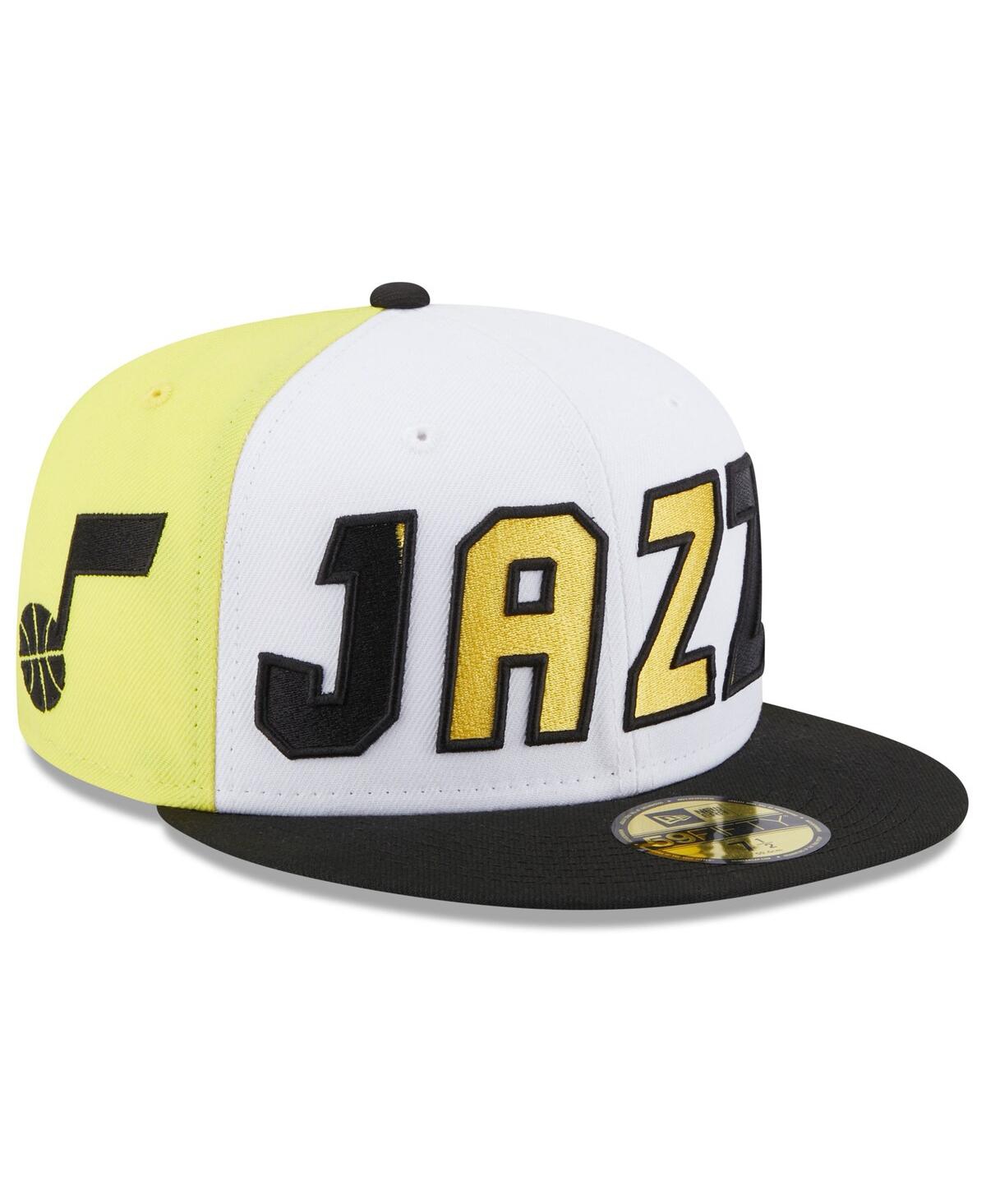 Shop New Era Men's  White, Black Utah Jazz Back Half 59fifty Fitted Hat In White,black