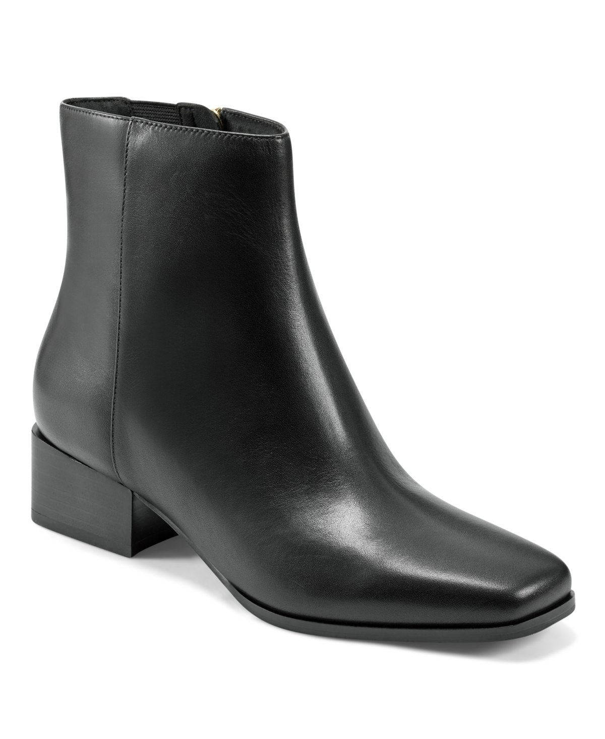 Women's Eflex Sidney Block Heel Square Toe Dress Booties - Black Leather