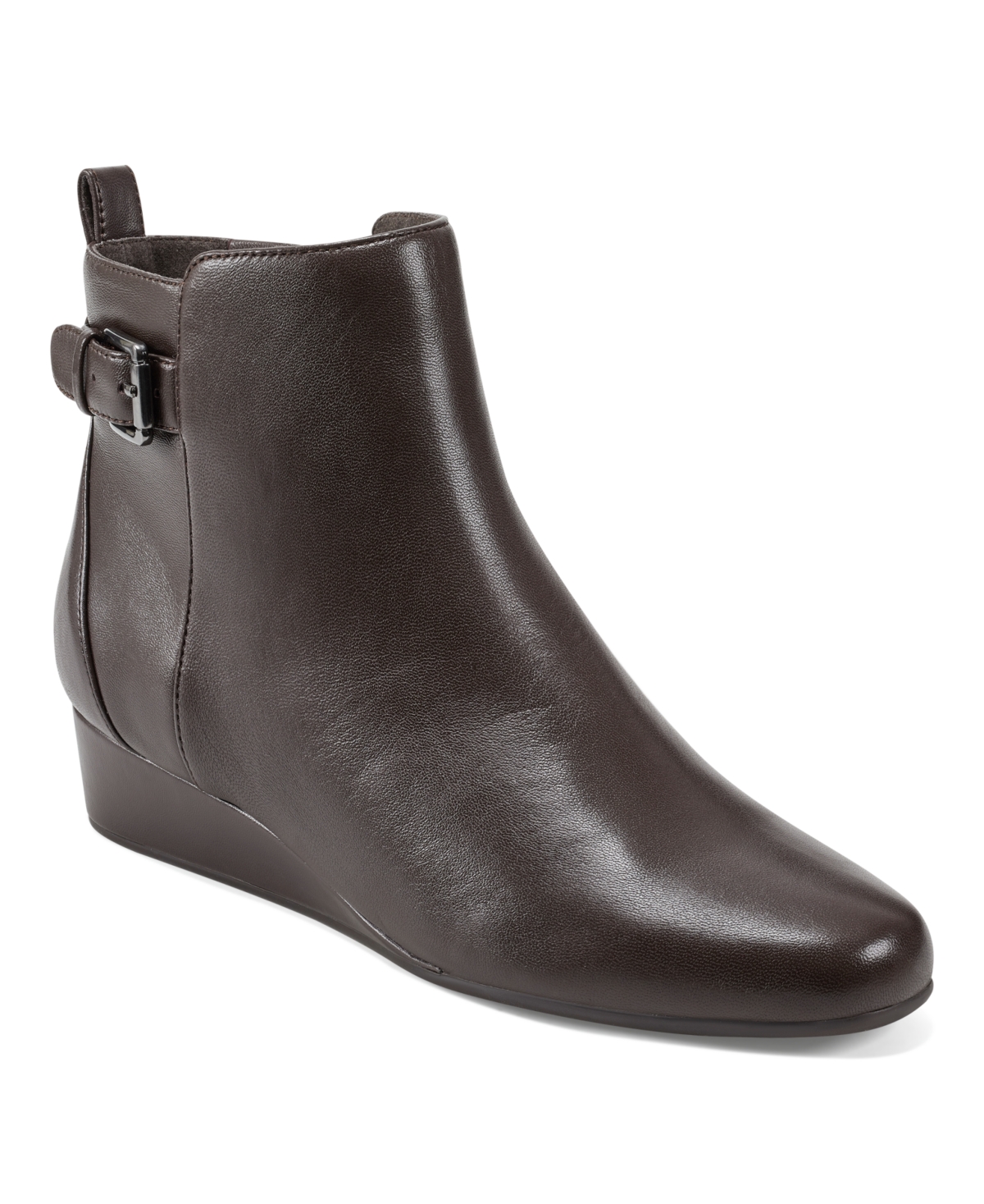 Easy Spirit Aerial Womens Leather Low Heel Ankle Boots In Dark Brown Leather