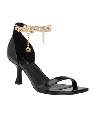 GUESS Women's Remo Open Toe Stiletto Chain Detail Dress Sandals - Macy's