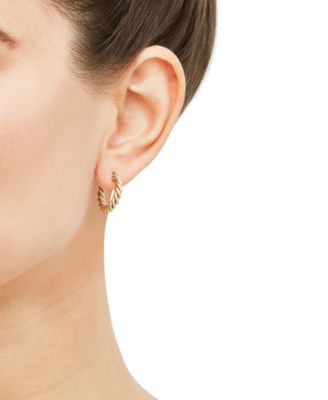 Twist-Style Tube Small Hoop Earrings in 10k Gold, 3/4"