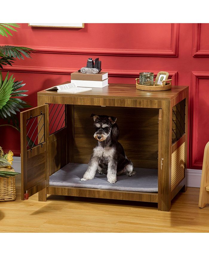 PawHut Dog Crate Furniture with Soft Cushion, Dog Crate End Table with ...