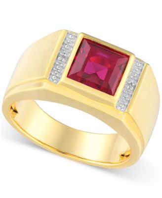 Men's Tiger's Eye and Diamond Accent Ring in Sterling Silver