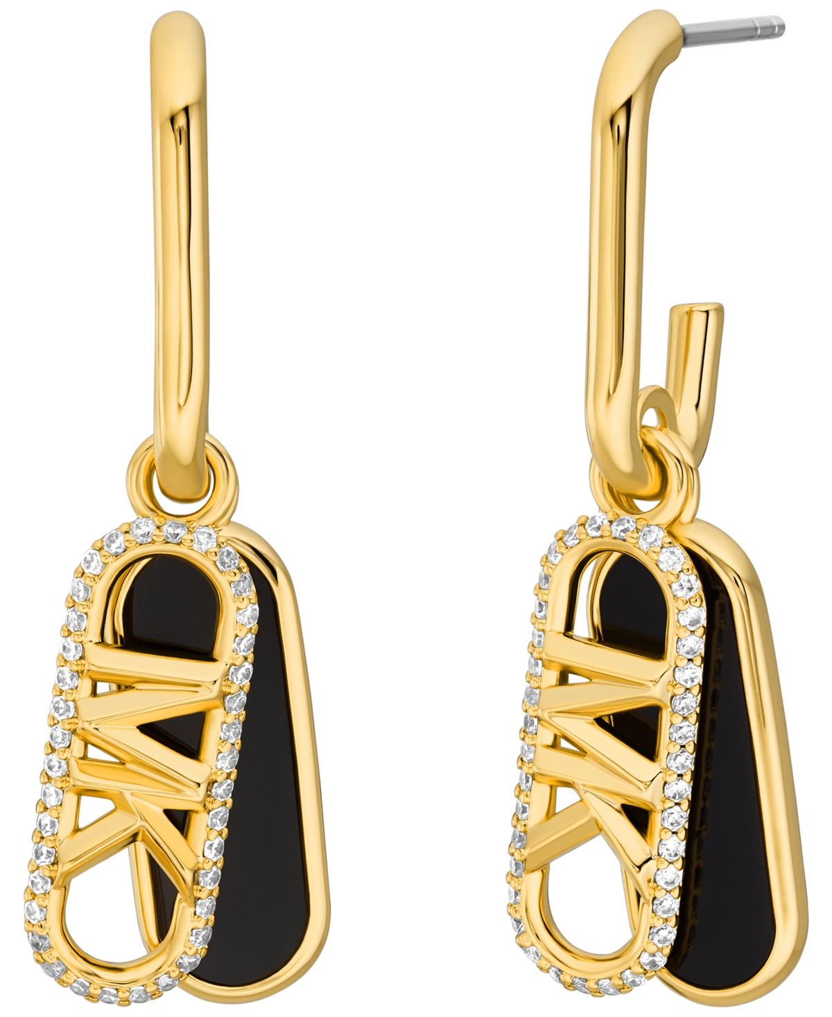 Michael Kors 14k Gold Plated Tiger's Eye Empire Charm Drop Earrings In Gold,back
