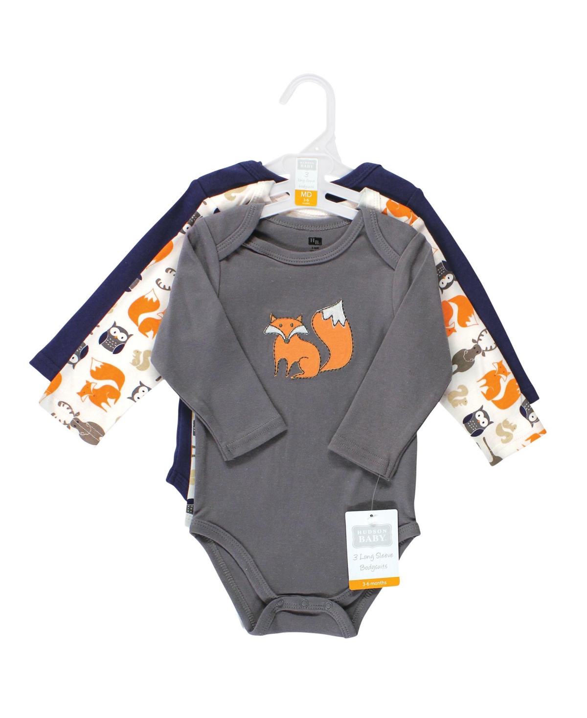 Hudson Baby Baby Boys Cotton Long-Sleeve Bodysuits, 3-Pack - Forest