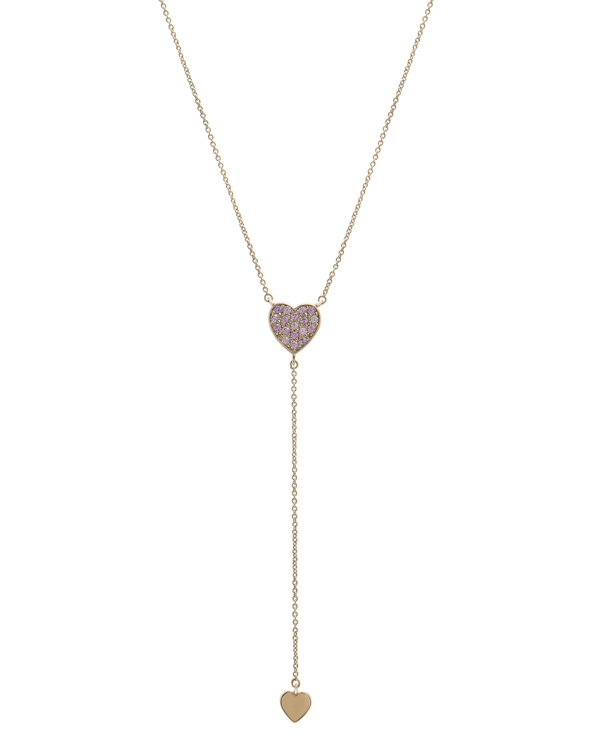 Macy's Amethyst Pave Heart 17" Lariat Necklace (1/3 Ct. T.w.) In 14k Gold-plated Sterling Silver