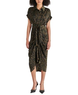 Steve Madden - Women's Tori Tie-Front Midi Shirtdress