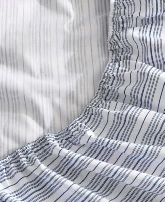 Beaux Stripe Cotton Percale Fitted Sheet, Twin