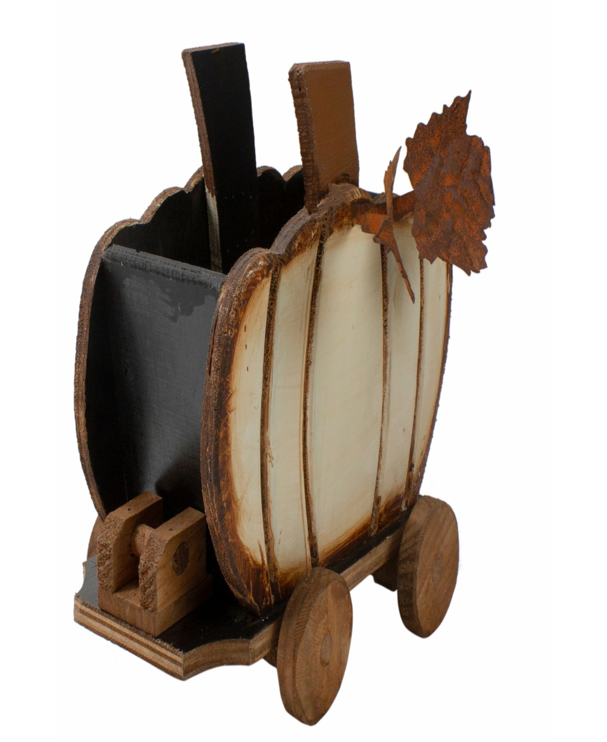 Shop Northlight 10.5" Fall Harvest Wooden Pumpkin Cart Tabletop Decoration In Brown