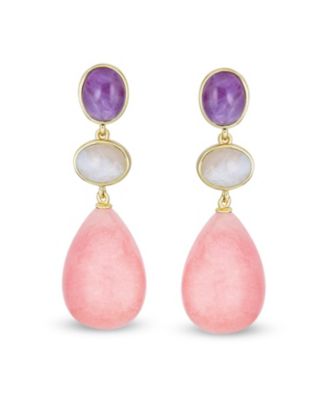 Unique Geometric Daning Teardrop Ball Teardrop Multi Shape Oval 3 Multi-Tier Party Dangling Earrings in Gold Plated