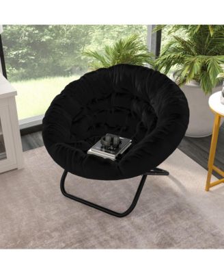 1 Count With Cozy Faux Fur Cushion And Metal Frame For Dorms, Bedrooms, Apartments And More - Ersa Oversize Folding Saucer Chair
